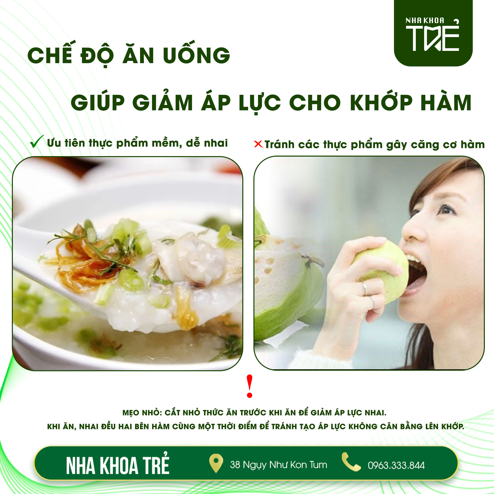 Chế độ ăn uống giảm áp lực cho khớp hàm