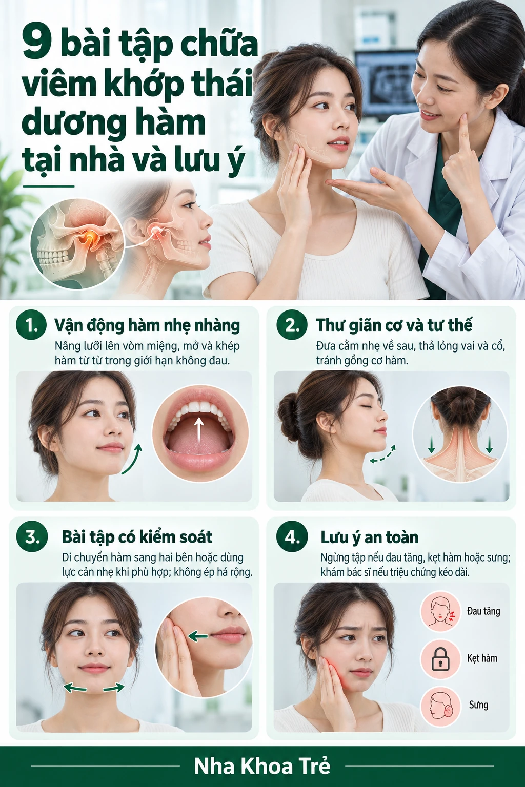9 bài tập chữa viêm khớp thái dương hàm tại nhà và lưu ý