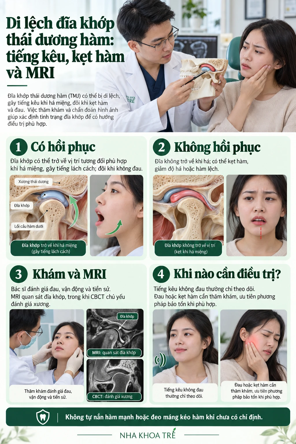 Minh họa triệu chứng khóa hàm cần đánh giá vị trí đĩa khớp