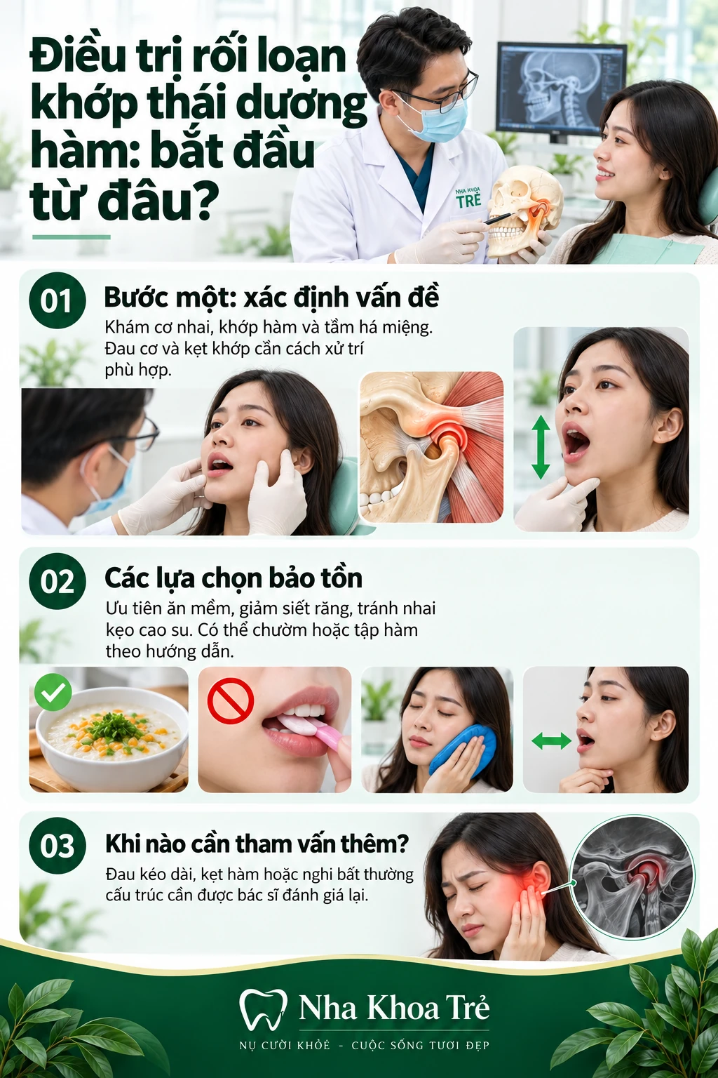 Bác sĩ thăm khám và tư vấn vận động hàm cho người bệnh