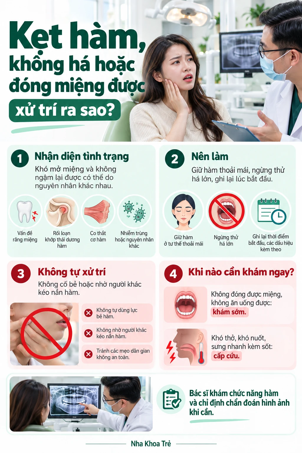 Minh họa tình trạng kẹt hàm và khóa hàm