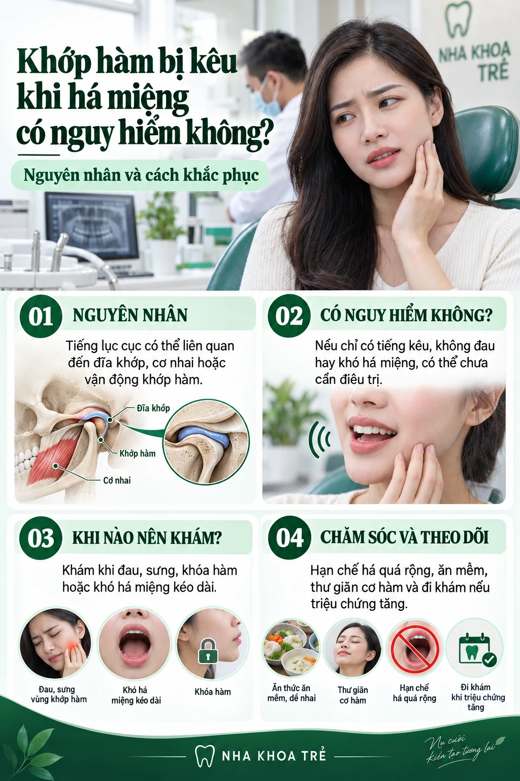 Khớp hàm bị kêu khi há miệng có nguy hiểm không? Cách khắc phục