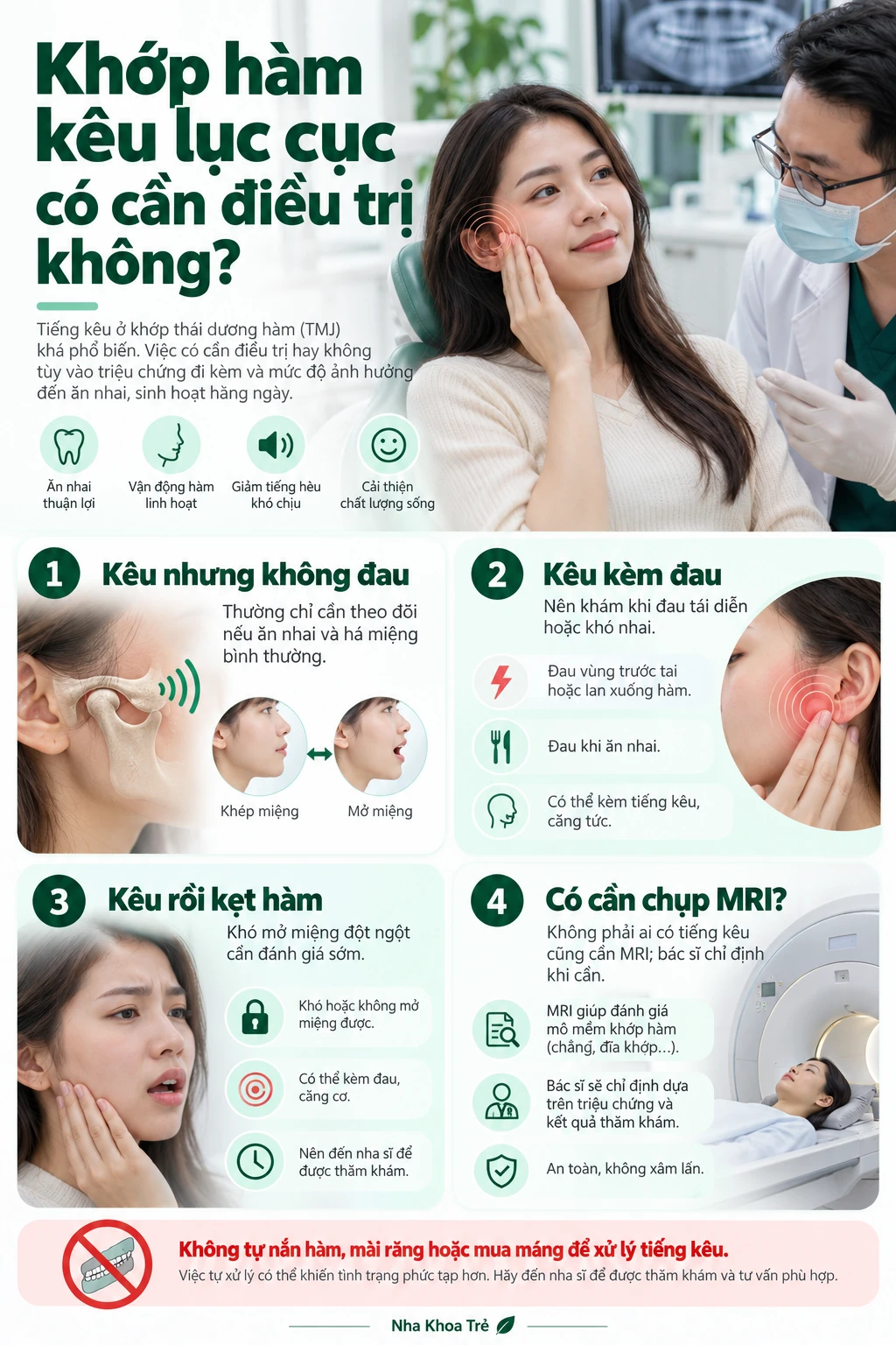 Minh họa tiếng kêu khớp khi há và ngậm miệng
