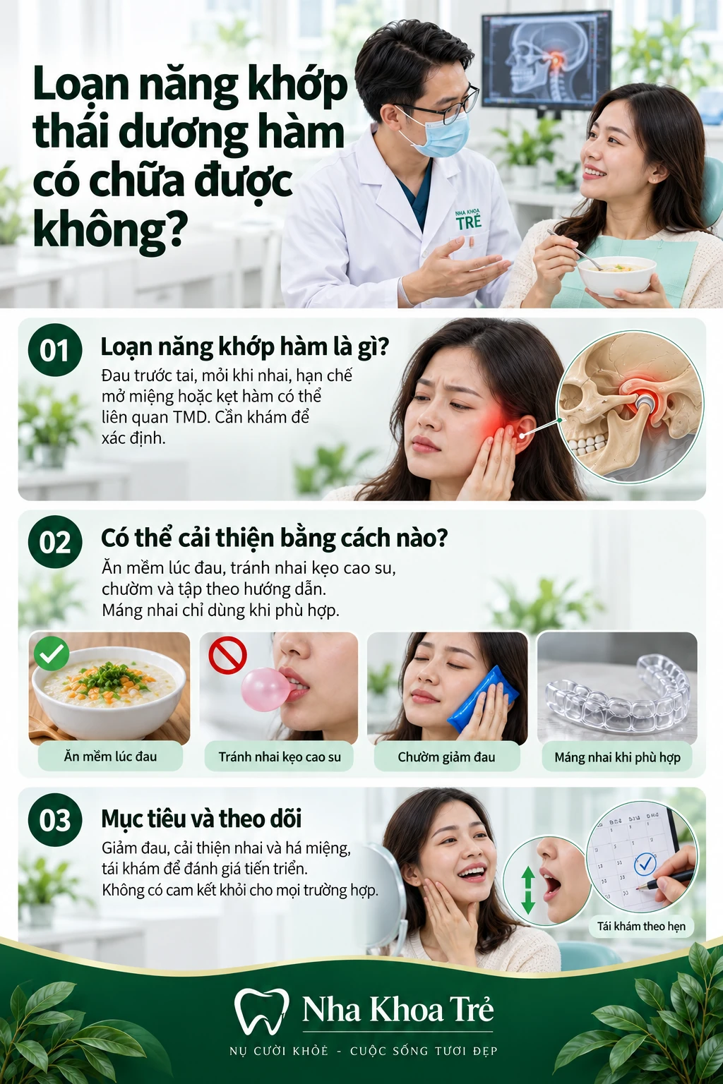 Bác sĩ thăm khám và tư vấn vận động hàm cho người bệnh