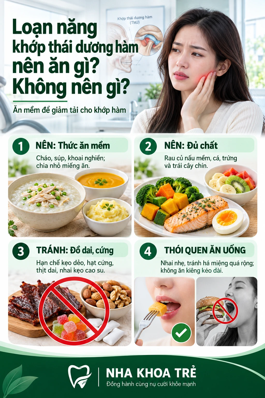 Loạn năng khớp thái dương hàm nên ăn gì? Không nên gì?