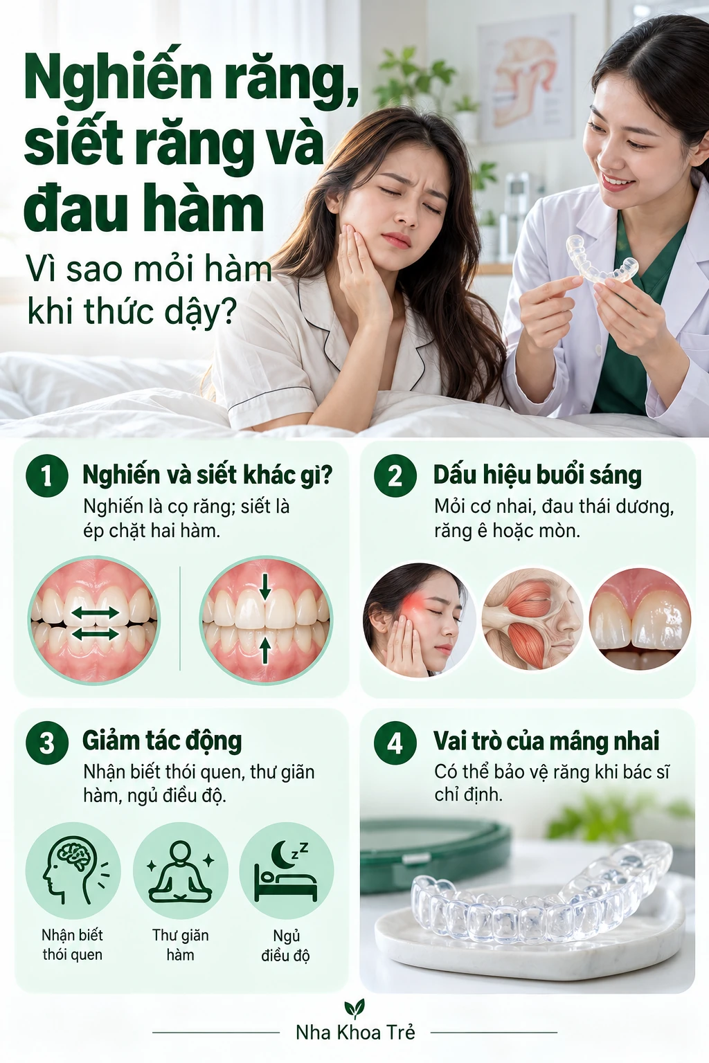 Hình minh họa máng nhai trong suốt và hộp bảo quản