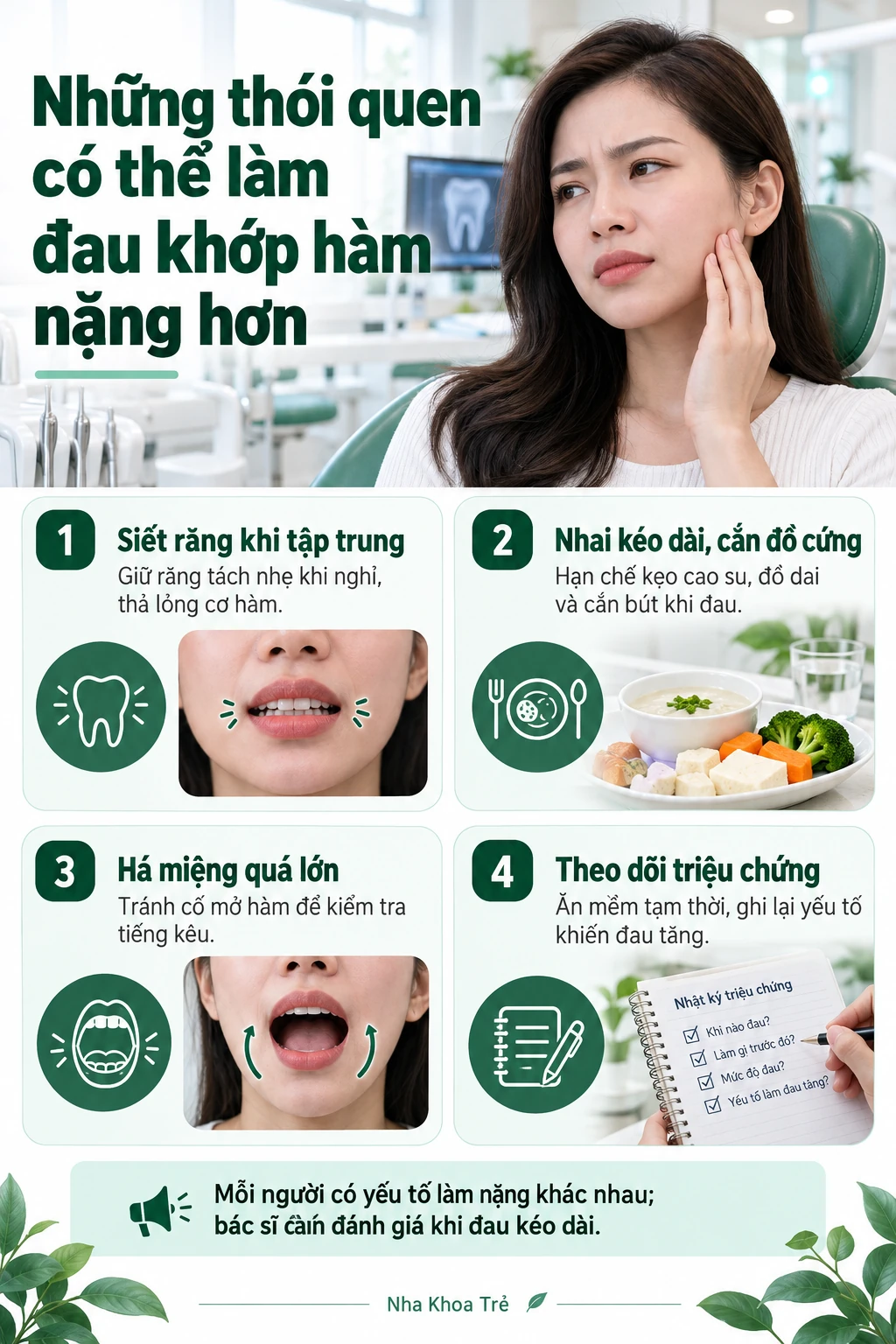 Minh họa đau mỏi cơ nhai vùng má và thái dương