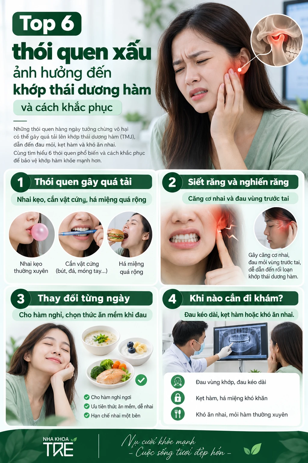 Top 6 thói quen xấu ảnh hưởng đến khớp thái dương hàm và cách khắc phục