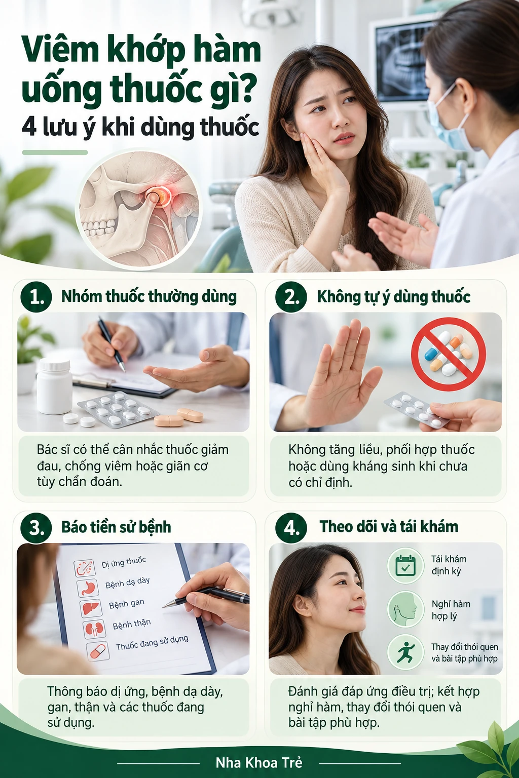 Viêm khớp hàm uống thuốc gì? 4 lưu ý khi dùng thuốc
