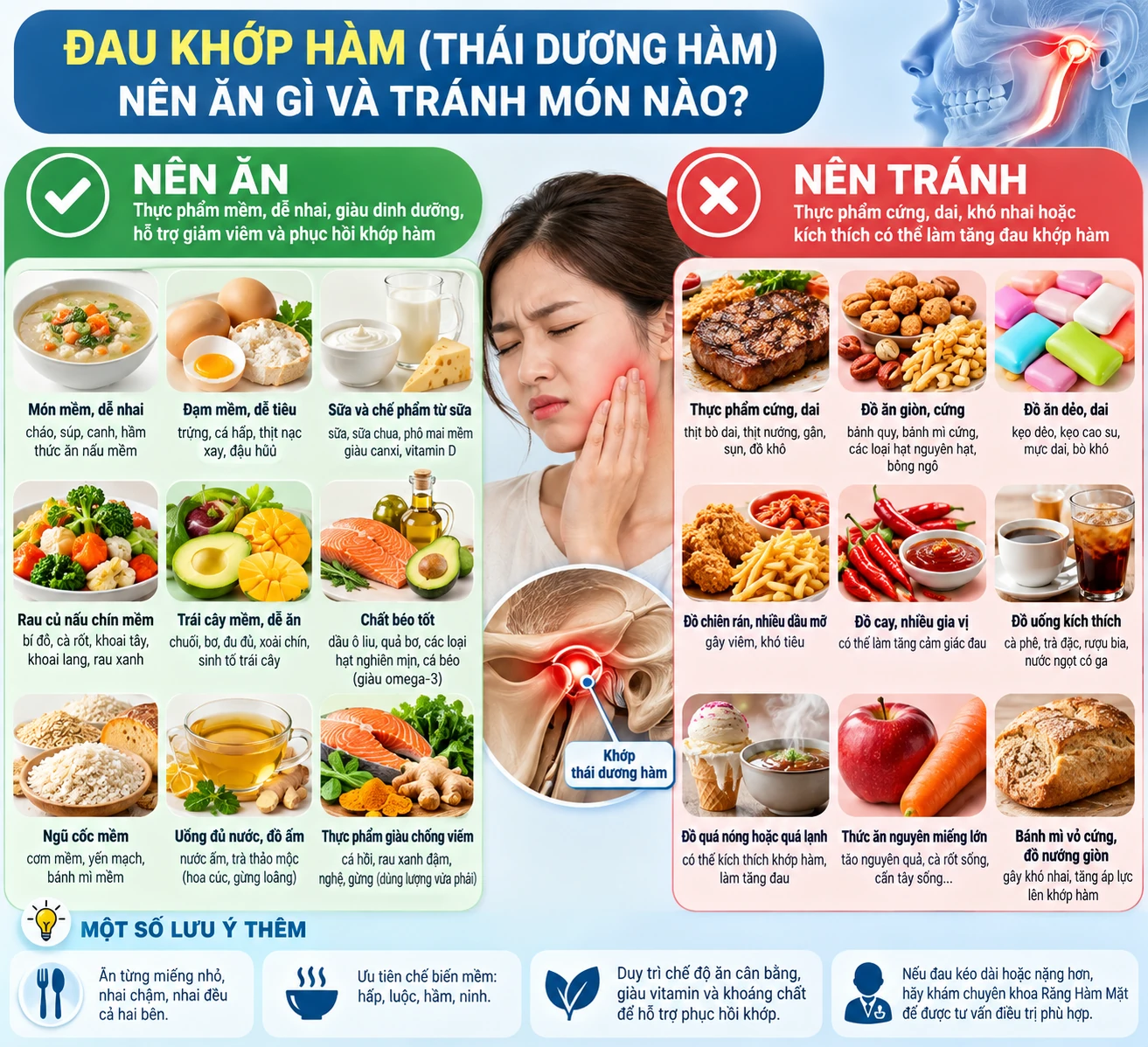 Đau khớp hàm nên ăn gì và tránh món nào?