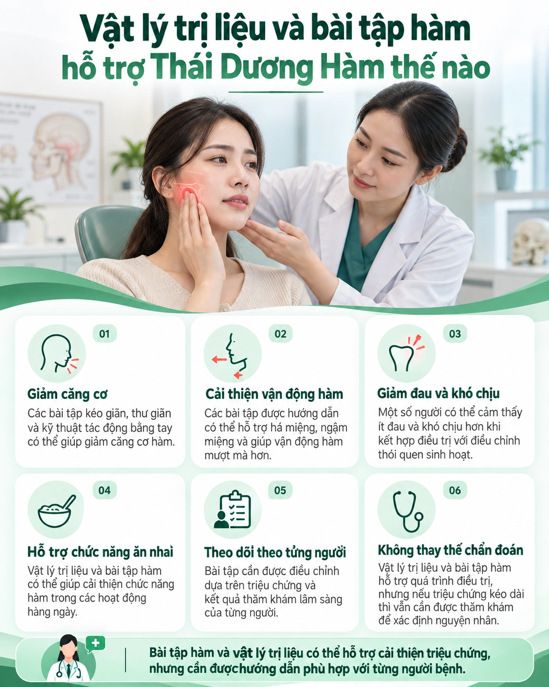Vật lý trị liệu và bài tập hàm hỗ trợ TMD thế nào?